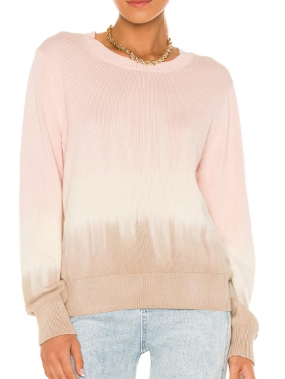 Veronica Beard 'Nikasha' Ombre Pullover Cotton Sweater, Pink/Ivory/Khaki